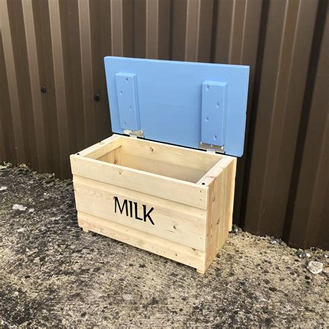 Doorstep Wood Milk Box. Porch Milk Storage Box.